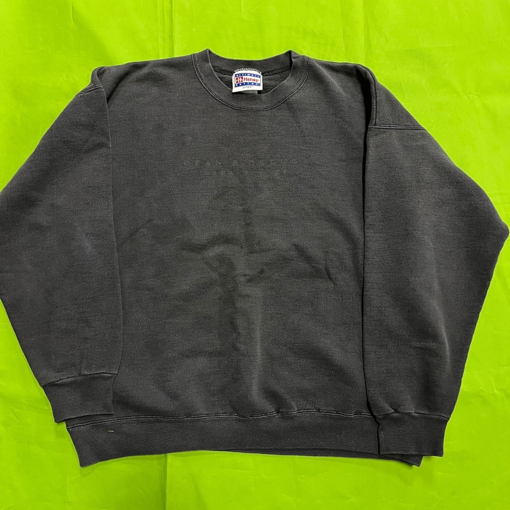 Faded‎ Hanes Ultimate Cotton Sweatshirt Charcoal Black XL Vintage